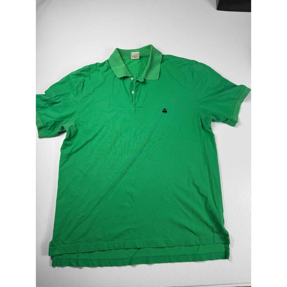Brooks Brothers Performance Polo Shirt Green Cotton Short Sleeve Mens Large‎
